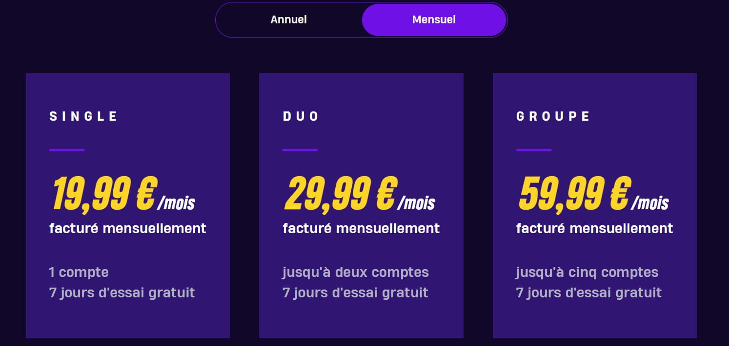 Tarifs Rouvy 2026 — abonnement mensuel et annuel